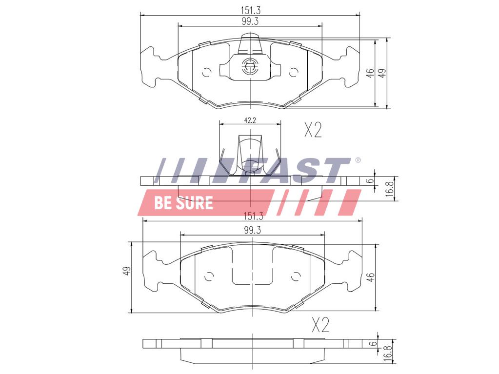 FT29008 PASTIGLIE FRENO FIAT PALIO/SIENA 97> SENZA SENSORE  >99