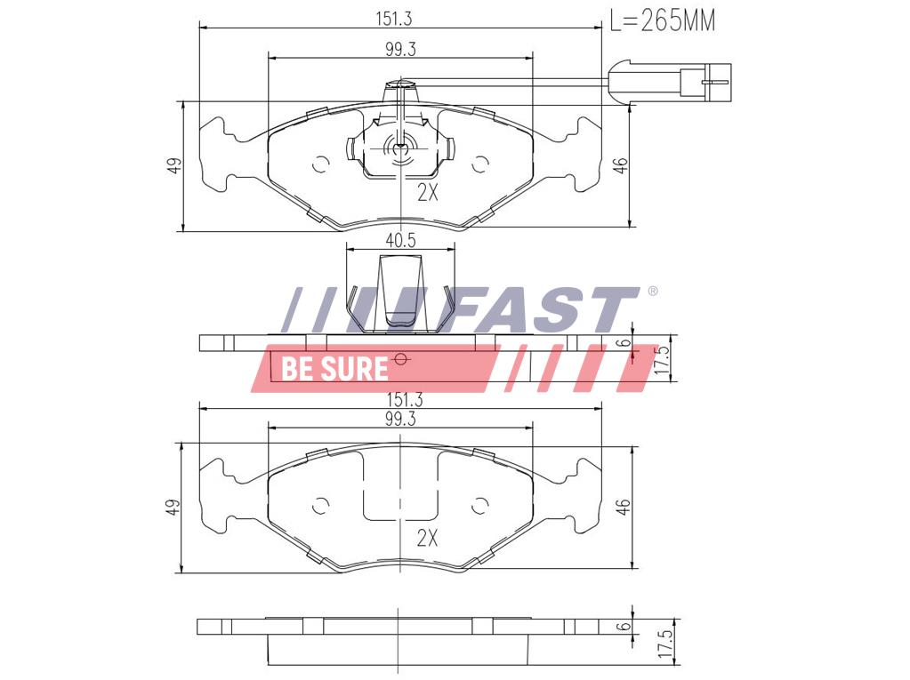 FT29086 PLAQUETTES DE FREIN FIAT PALIO/SIENA 97> 2-CAPTEURS